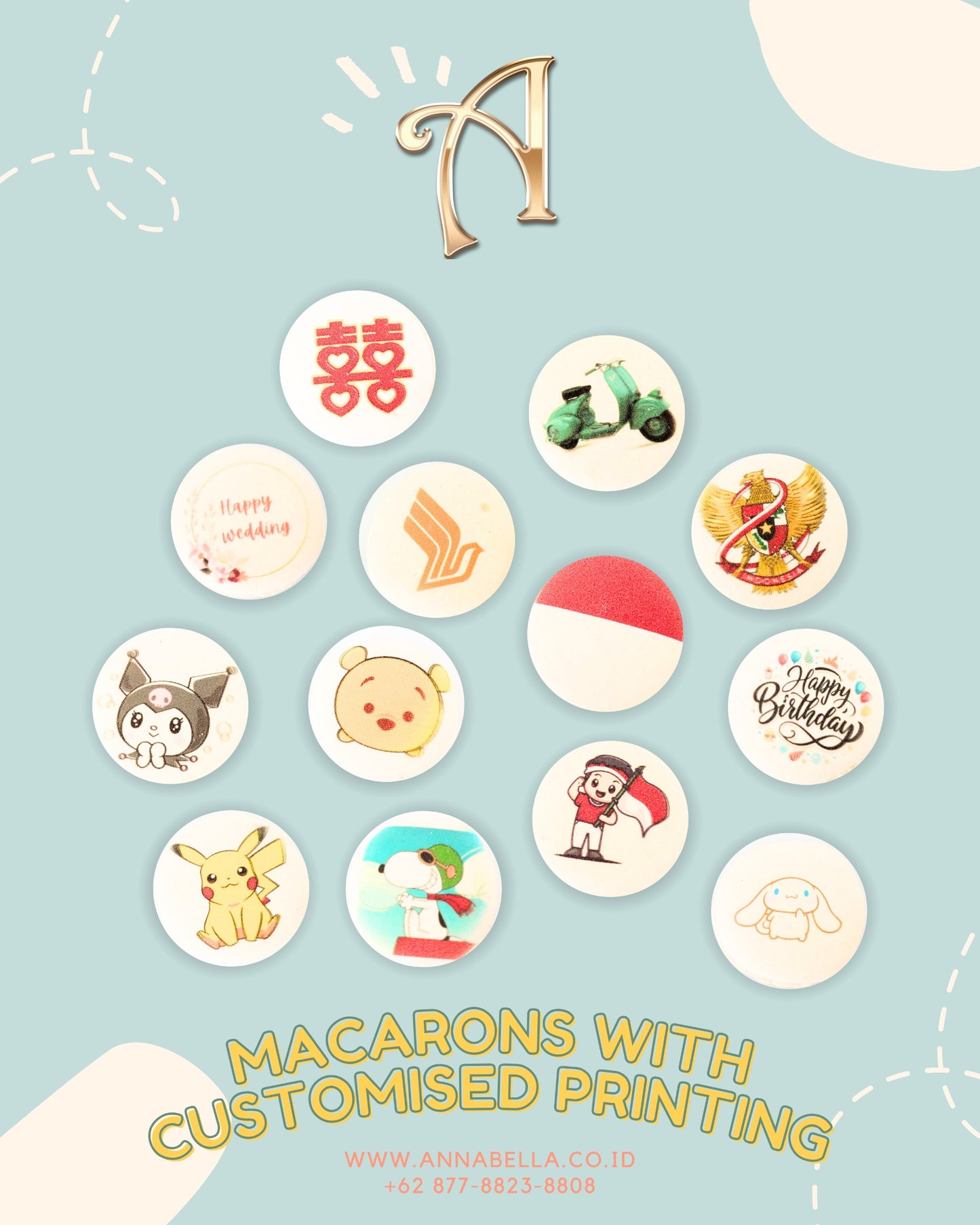 Macarons with Customized Printing | Minimum Quantity 20PCS | Special Price Rp399,000