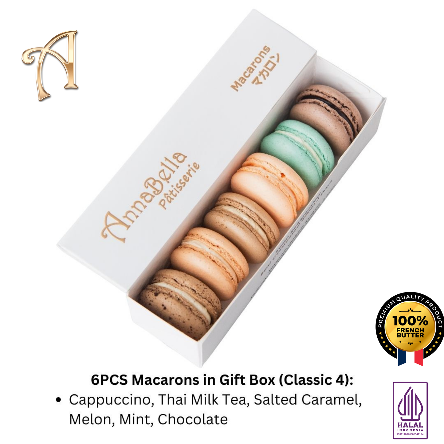 6PCS Macarons in Gift Box (Classic 4) | Special Price Rp58.000