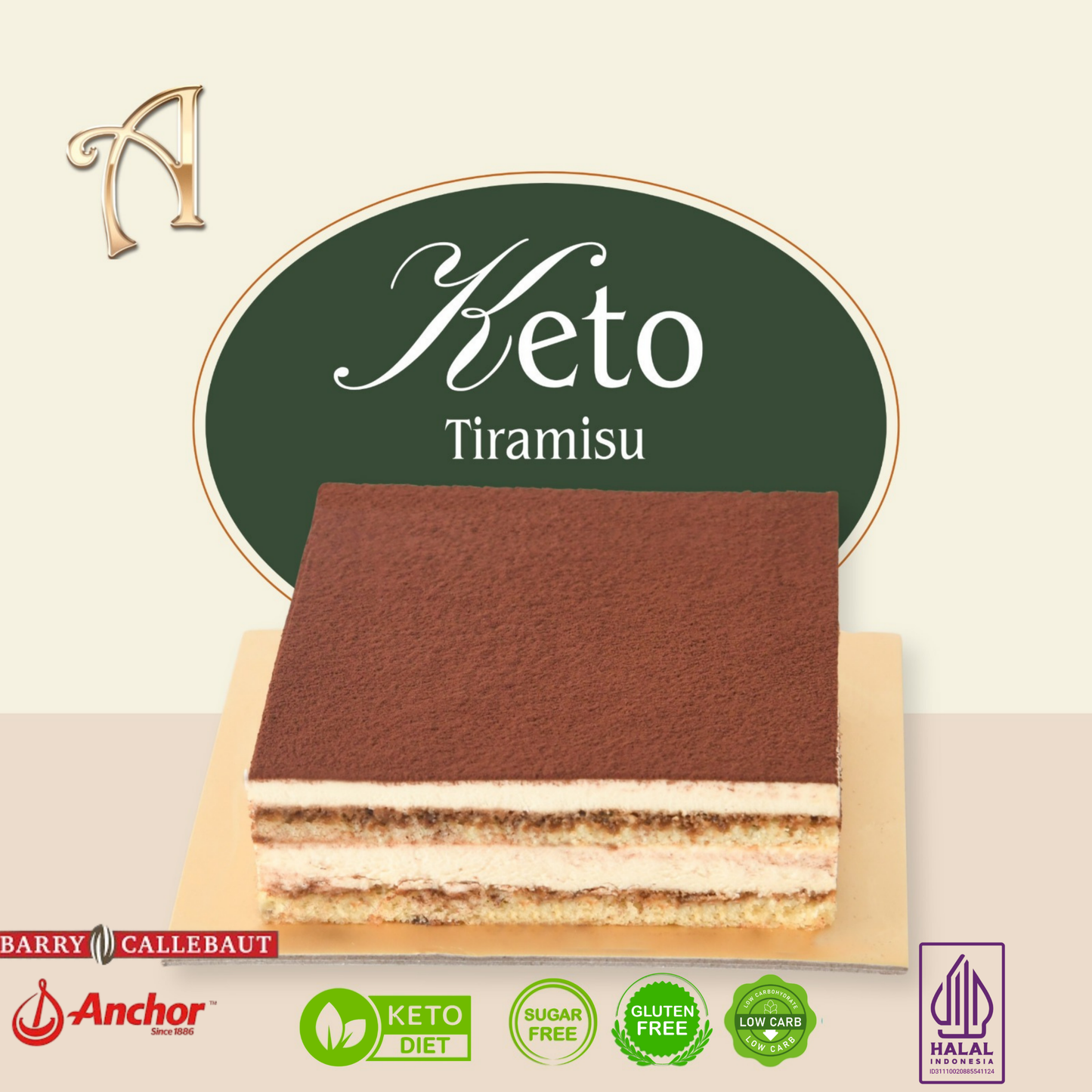 Tiramisu | Keto Friendly | Sugar Free | Glutten Free | Low Carb | 18x18cm | Special Price Rp299.000